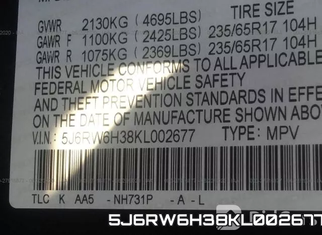 5J6RW6H38KL002677 фото 10