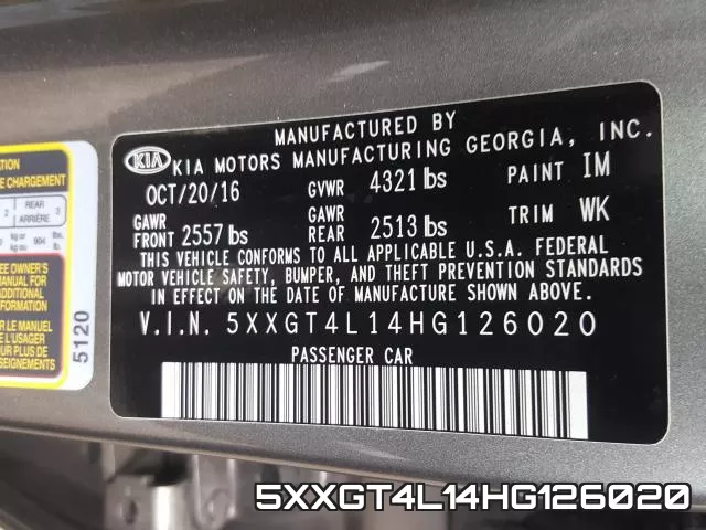 5XXGT4L14HG126020 фото 2