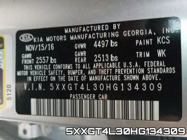 5XXGT4L30HG134309 фото 2