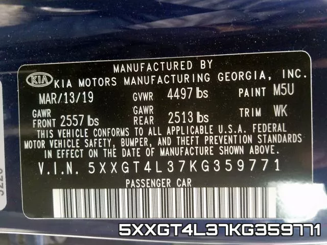 5XXGT4L37KG359771 фото 2