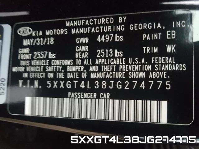 5XXGT4L38JG274775 фото 2
