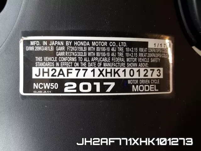 JH2AF771XHK101273 фото 2