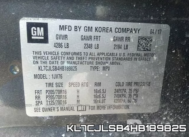 KL7CJLSB4HB189825 фото 10