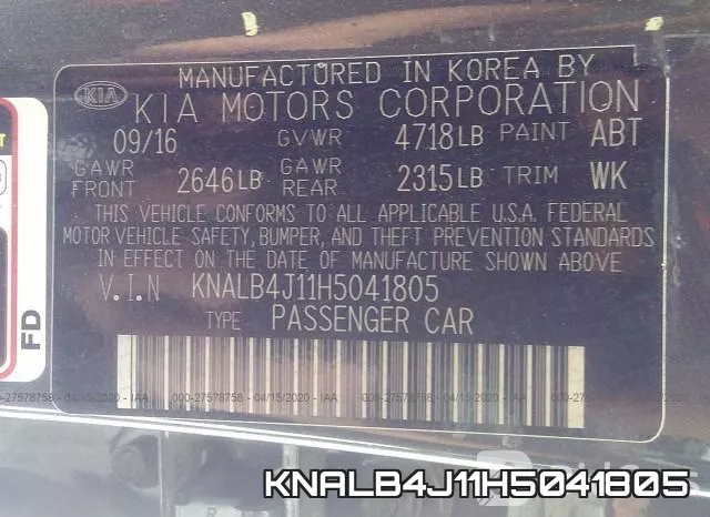 KNALB4J11H5041805 фото 10