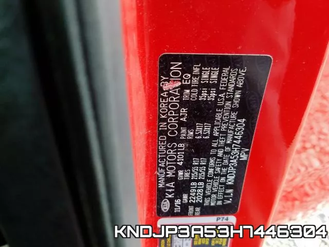 KNDJP3A53H7446304 фото 2