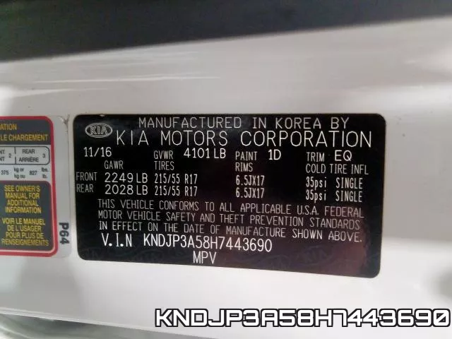 KNDJP3A58H7443690 фото 2