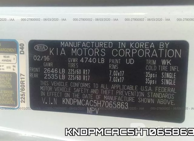 KNDPMCAC5H7065863 фото 10