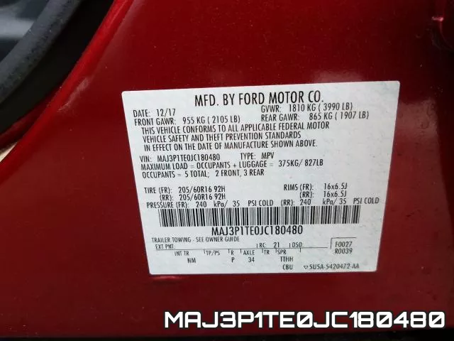 MAJ3P1TE0JC180480 фото 2