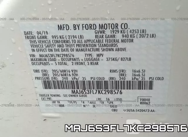 MAJ6S3FL7KC298576 фото 10