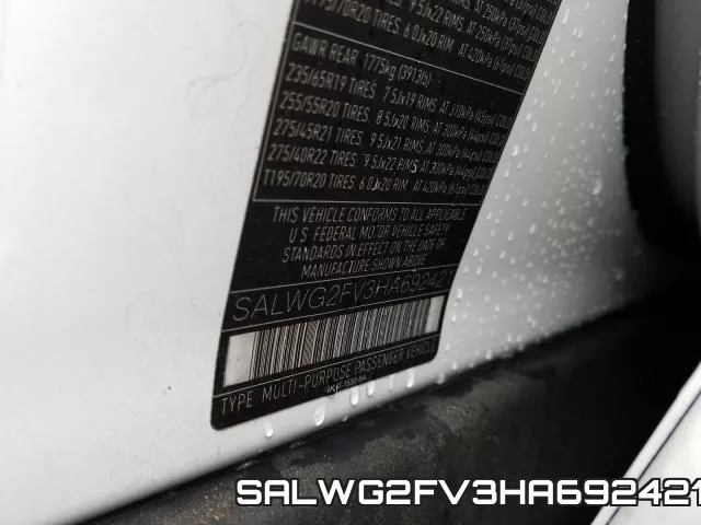 SALWG2FV3HA692421 фото 2