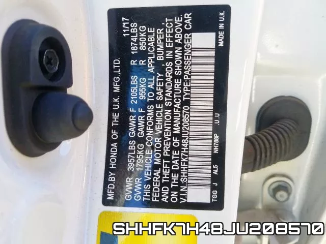 SHHFK7H48JU208570 фото 2