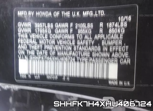 SHHFK7H4XHU406724 фото 10