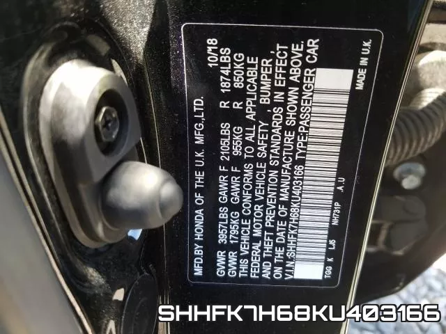SHHFK7H68KU403166 фото 2