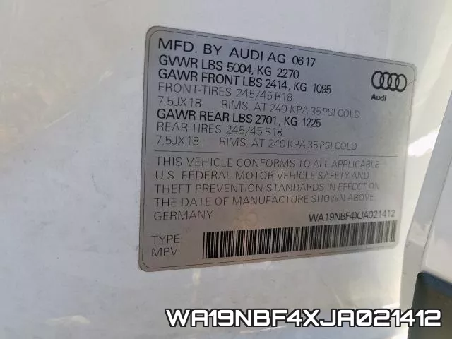 WA19NBF4XJA021412 фото 2