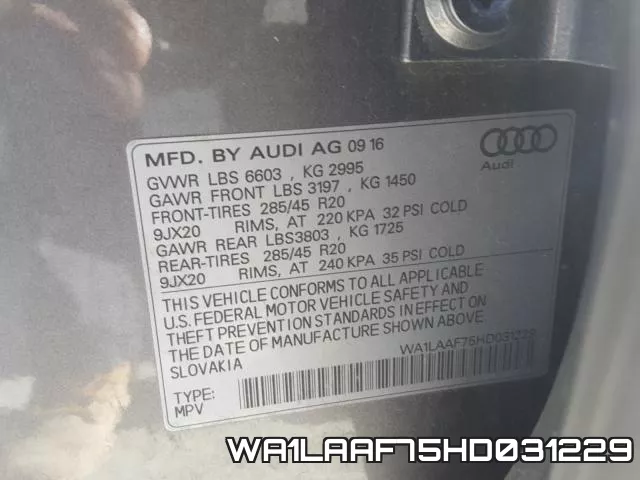 WA1LAAF75HD031229 фото 2