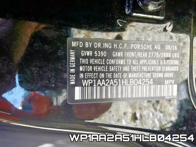 WP1AA2A51HLB04254 фото 2