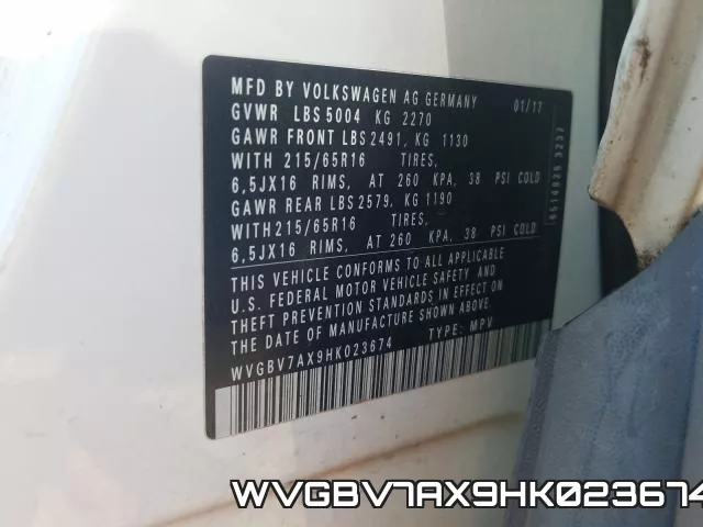 WVGBV7AX9HK023674 фото 2