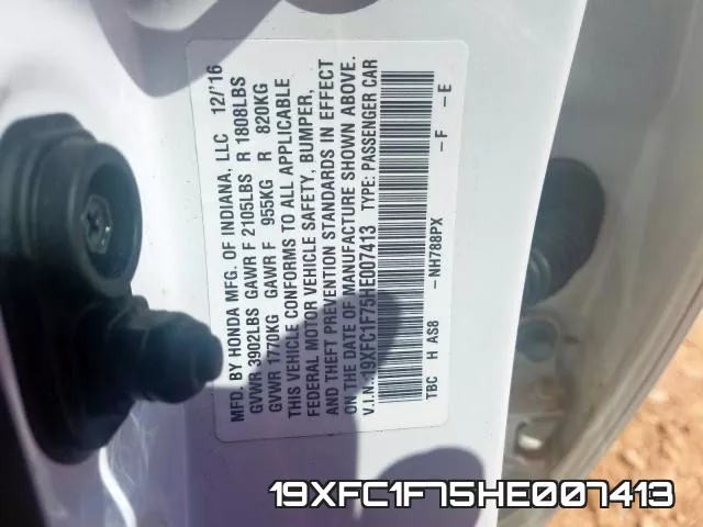 19XFC1F75HE007413 фото 2