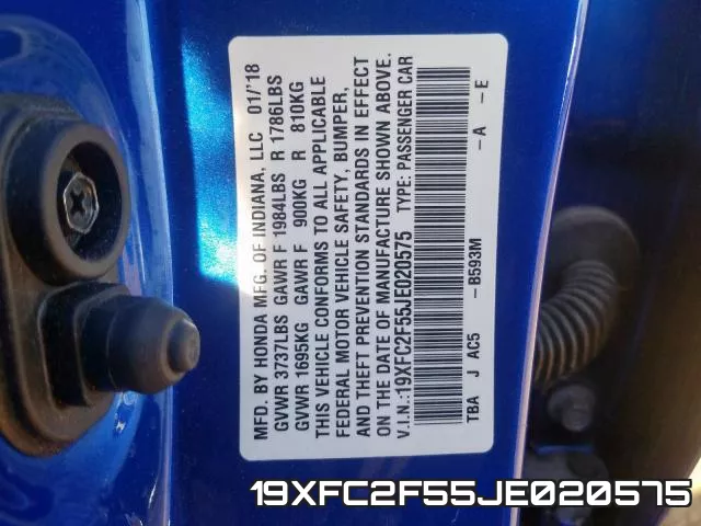 19XFC2F55JE020575 фото 2