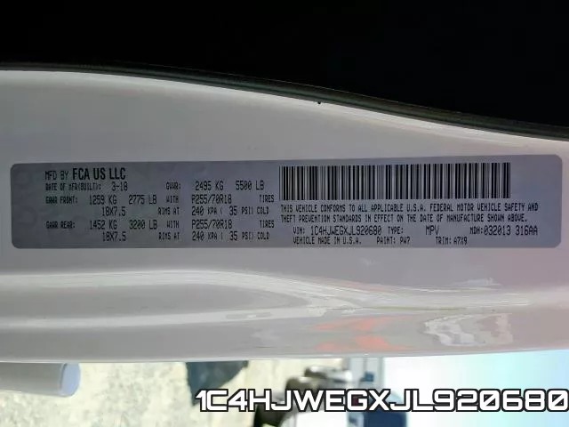 1C4HJWEGXJL920680 фото 2