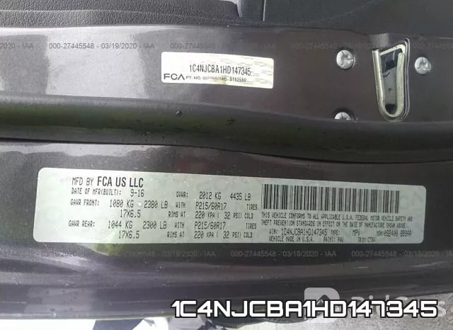 1C4NJCBA1HD147345 фото 10