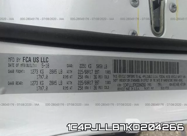 1C4PJLLB7KD204266 фото 10