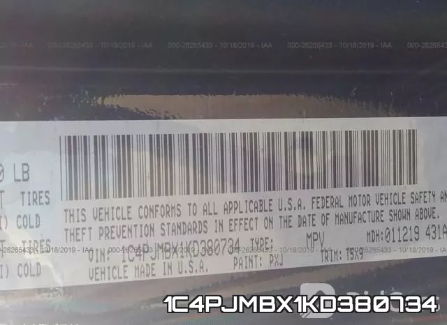 1C4PJMBX1KD380734 фото 10