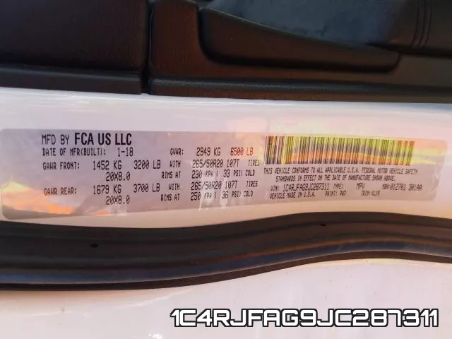 1C4RJFAG9JC287311 фото 2