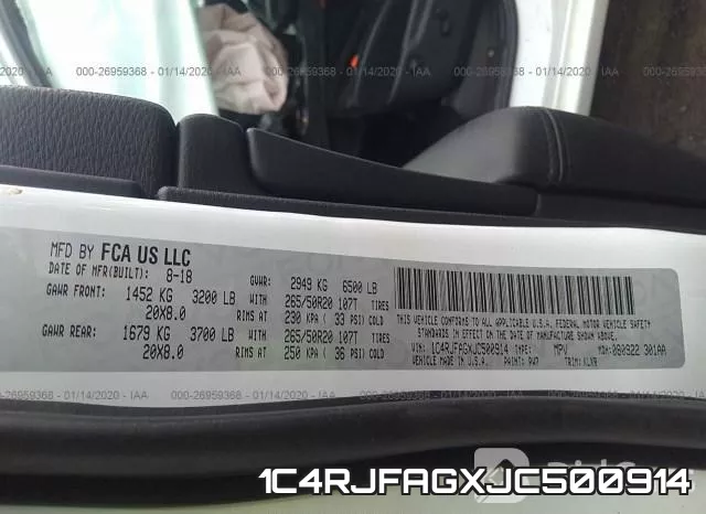 1C4RJFAGXJC500914 фото 10