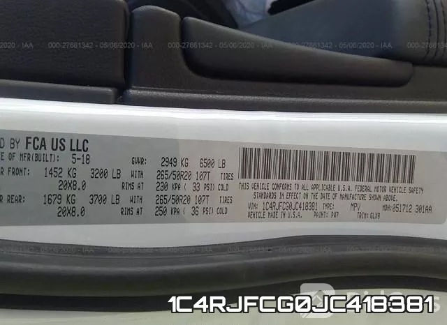 1C4RJFCG0JC418381 фото 10