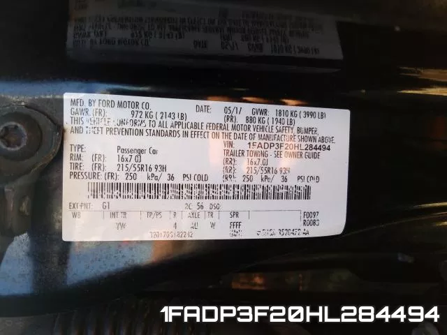 1FADP3F20HL284494 фото 2