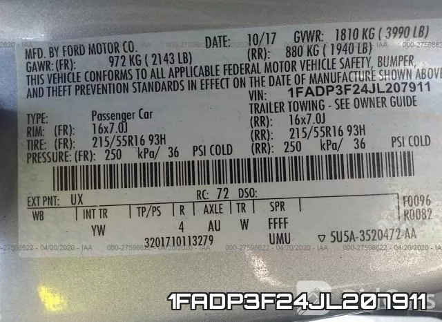 1FADP3F24JL207911 фото 10