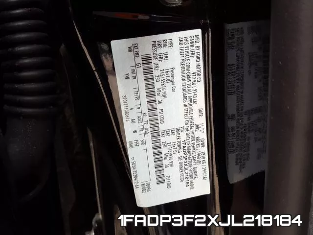 1FADP3F2XJL218184 фото 2