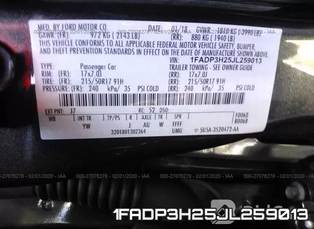 1FADP3H25JL259013 фото 10