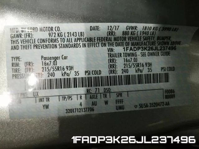 1FADP3K26JL237496 фото 2