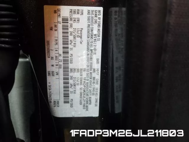 1FADP3M26JL211803 фото 2