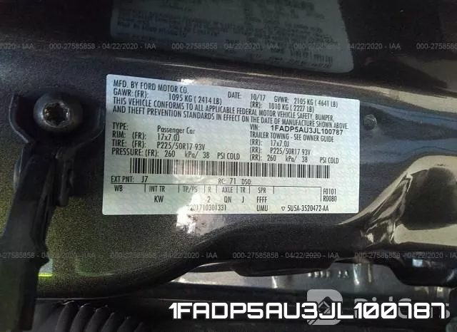 1FADP5AU3JL100787 фото 10