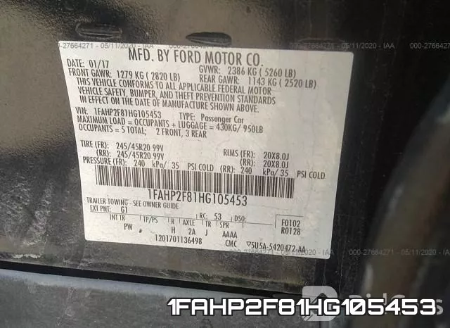1FAHP2F81HG105453 фото 10