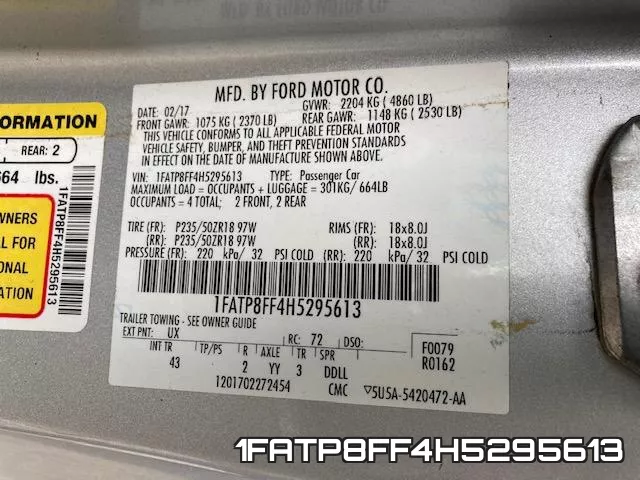 1FATP8FF4H5295613 фото 2