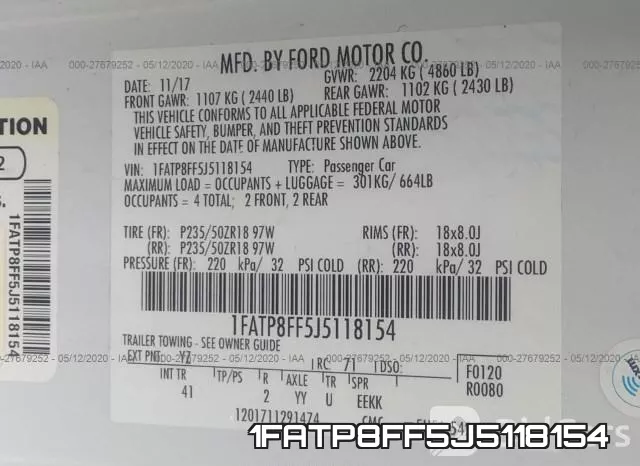 1FATP8FF5J5118154 фото 10