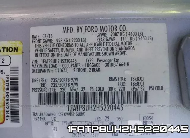 1FATP8UH2H5220445 фото 10