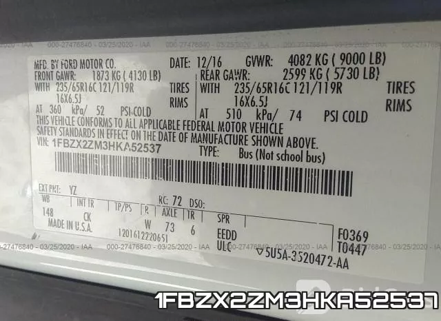 1FBZX2ZM3HKA52537 фото 10