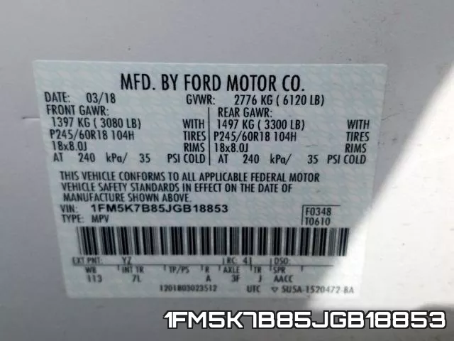 1FM5K7B85JGB18853 фото 2