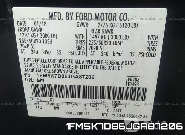 1FM5K7D86JGA87206 фото 10