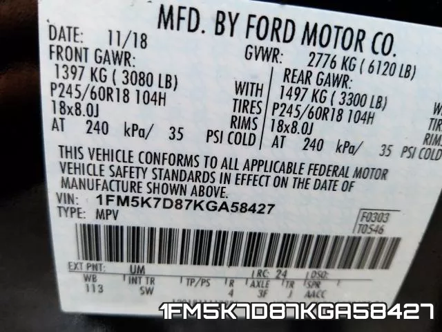 1FM5K7D87KGA58427 фото 2