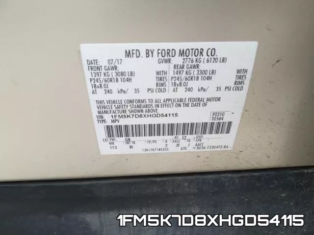 1FM5K7D8XHGD54115 фото 2