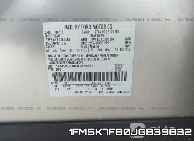 1FM5K7F80JGB39832 фото 10