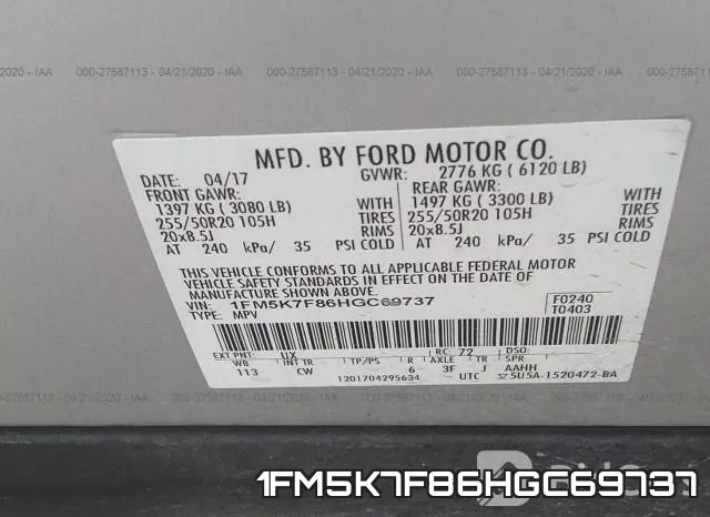 1FM5K7F86HGC69737 фото 10