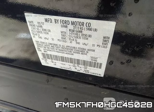 1FM5K7FH0HGC45028 фото 10
