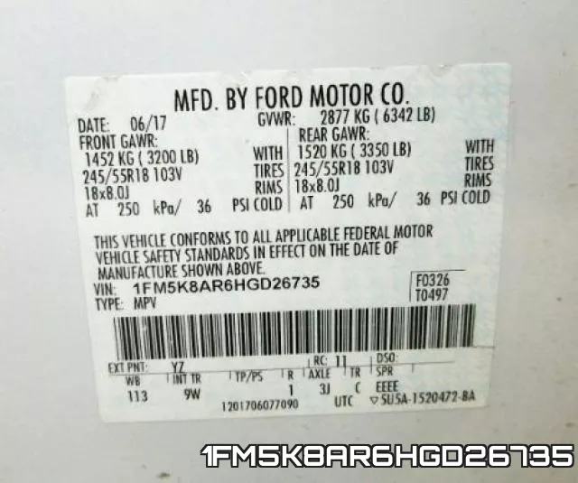 1FM5K8AR6HGD26735 фото 2